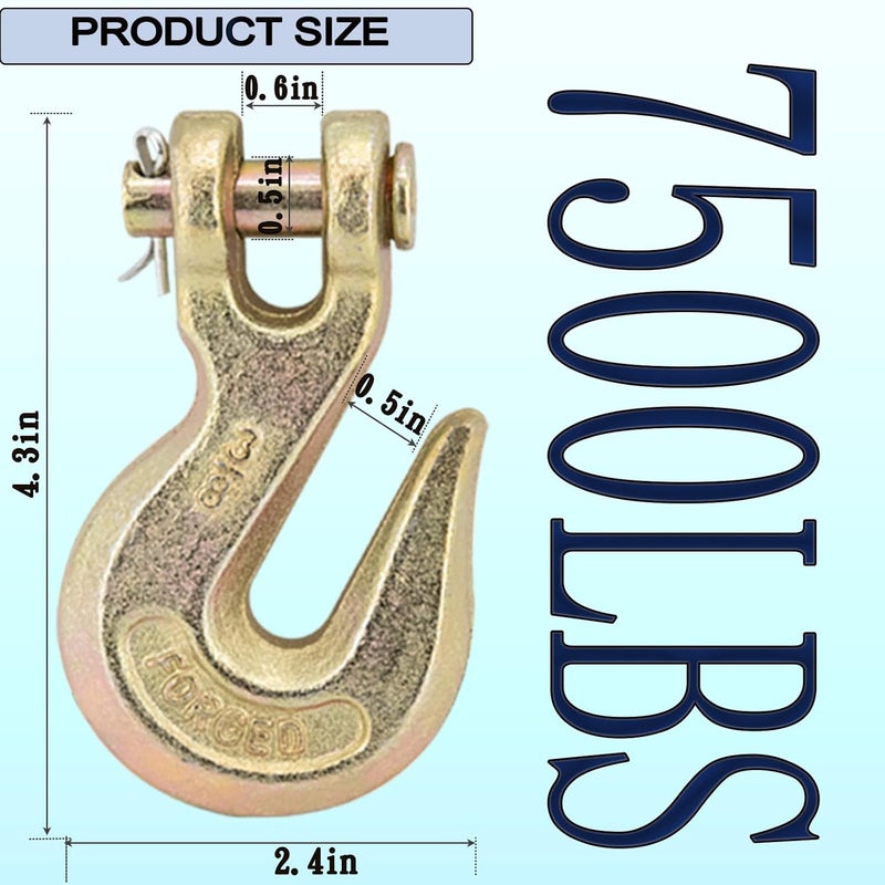 HANDRERLEE 10PCS 3/8" Clevis Grab Hooks Grade 70 Heavy Duty Chain Hook Chain Hook for Trucking Connections 26000LBS Load Hook - Image 2